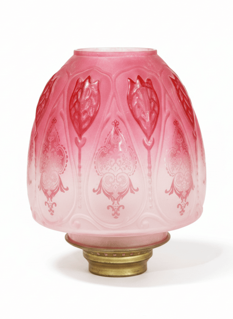Closed tulip etched shade in red