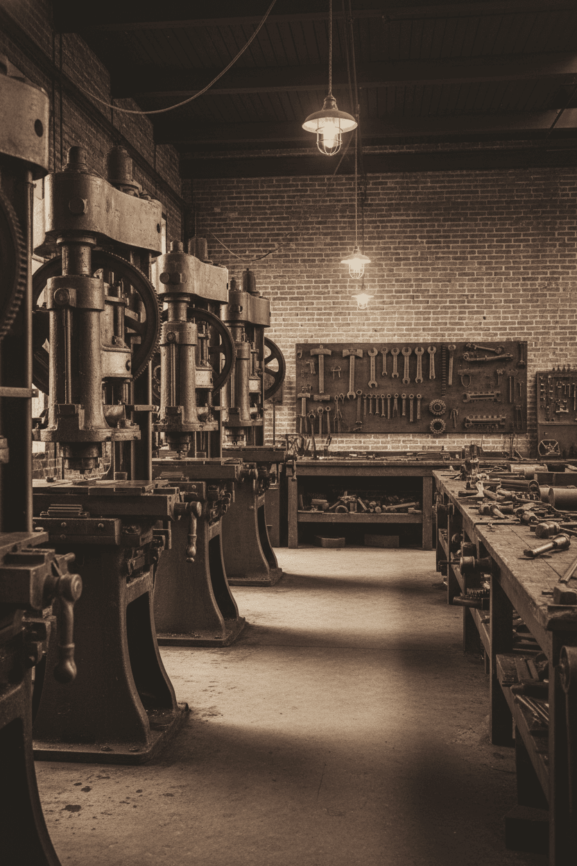 Original Birmingham tooling on the Melbourne workshop floor